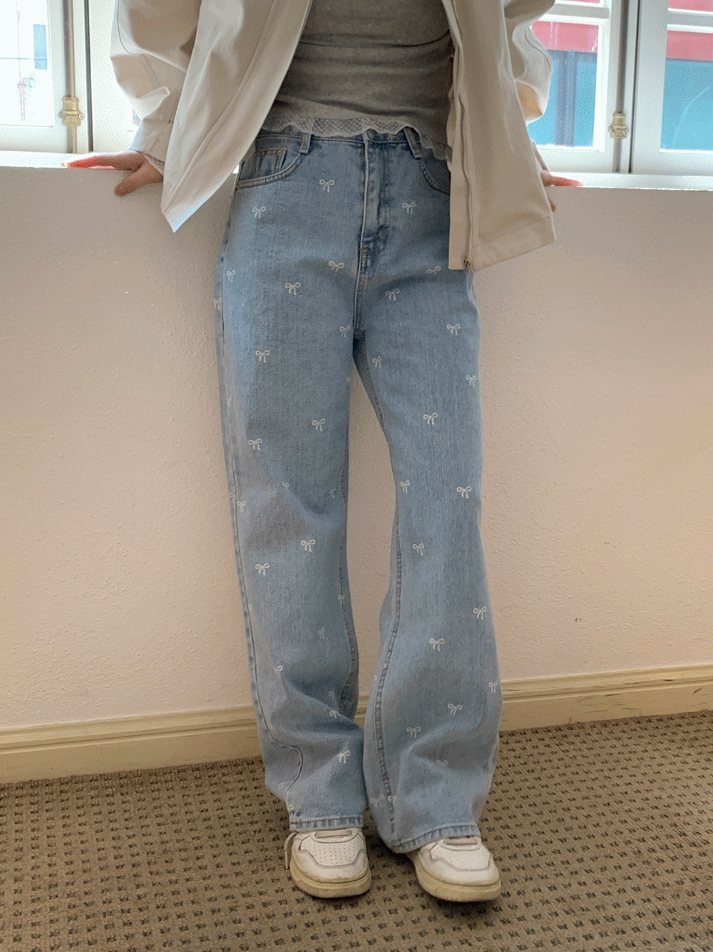 리본 연청 데님