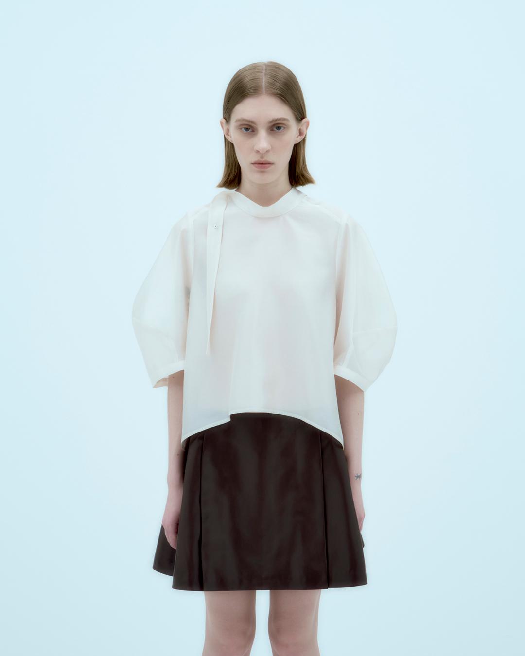 TART half sleeve volume tie blouse White Pearl