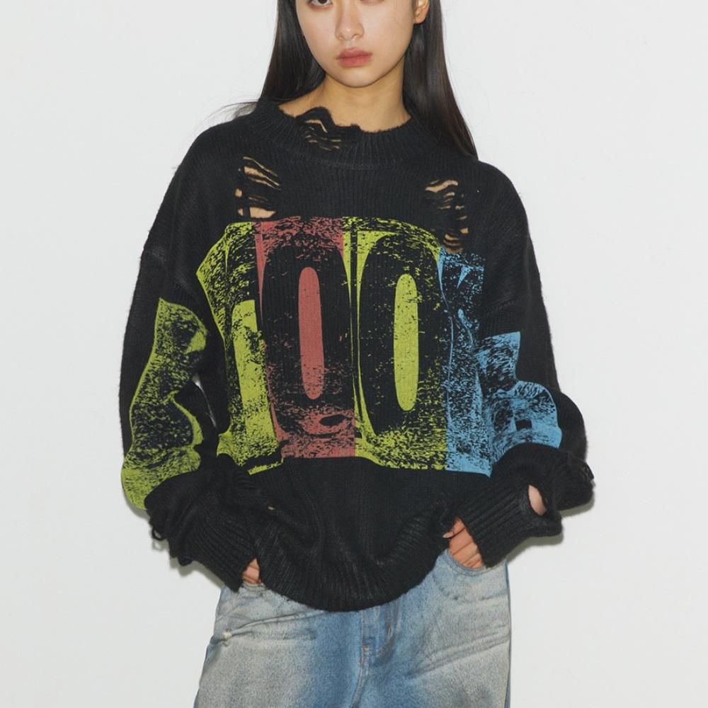 CONP 빈티지 블랙 스웨터 ROOM 오버핏 니트