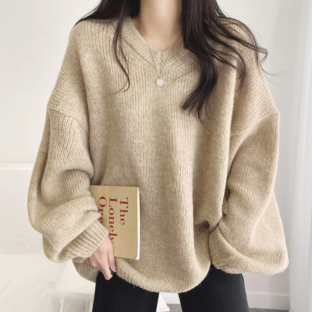 [알파카함유] 따블 브이넥 니트 (5color)