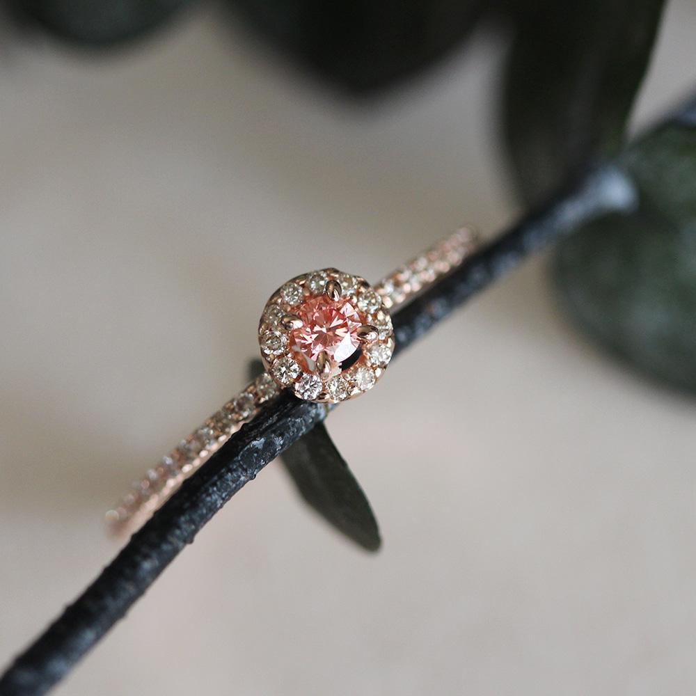 cerise 0.1ct pink lab diamond ring