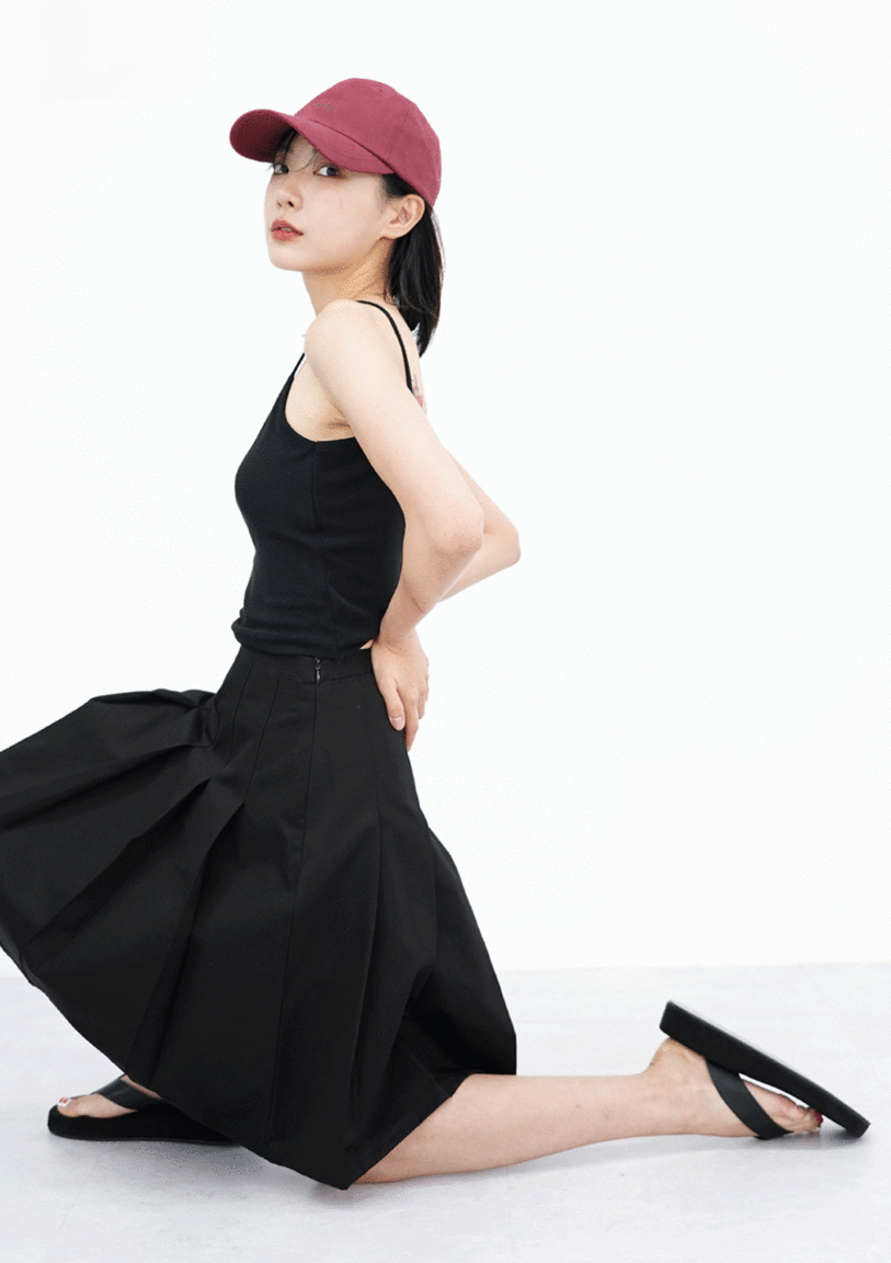 텐셀 미디 플리츠 스커트