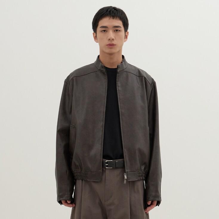 Vegan Leather Bomber Jacket (Dark Brown)