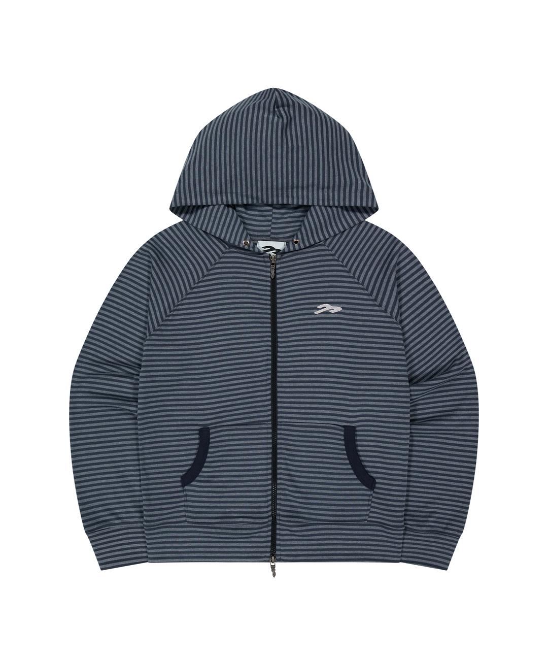 주영X탄산 스몰로고 후드집업 스트라이프 그레이