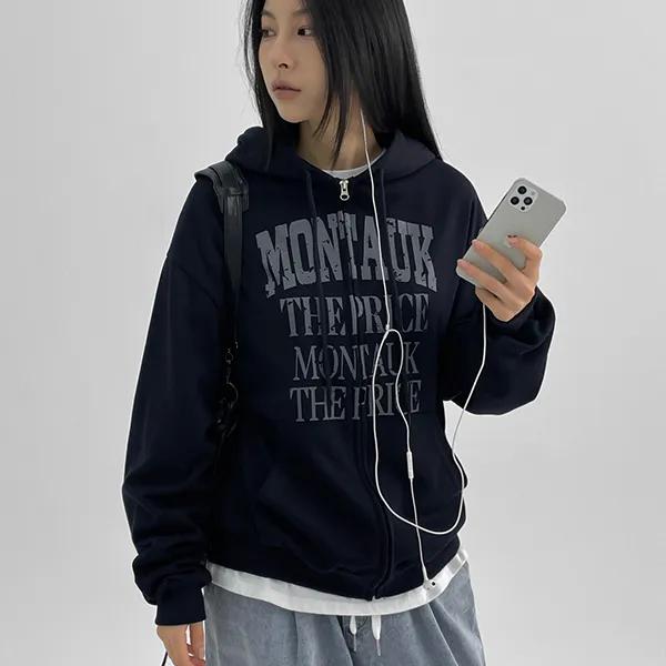 (UNISEX) 레츠크 프린팅 오버핏 후드집업 [데일리 레이어드 아우터 후디 후드 집업 지퍼 포켓 포인트 투웨이 트레이닝]