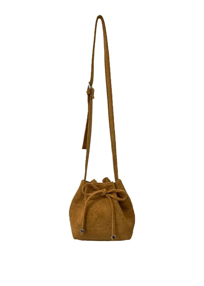 NO.156 MINI SUEDE BROWN BUCKET CROSS BAG