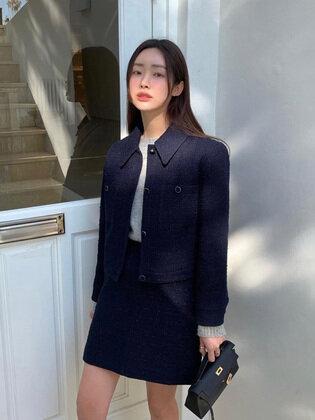 [Tweed] Detachable Collar Tweed Jacket_2color