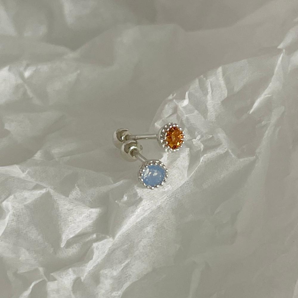 nudea - 누데아 클리어 옐로우 밀크블루 큐빅 피어싱 아웃컨츠 이너컨츠 silver925