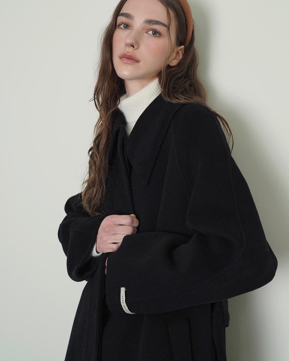 [리오더 6차] 캐시미어 싱글카라 롱 코트 - 블랙