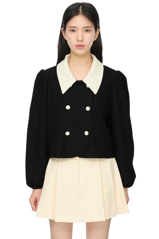 와플 칼라 더블 블라우스