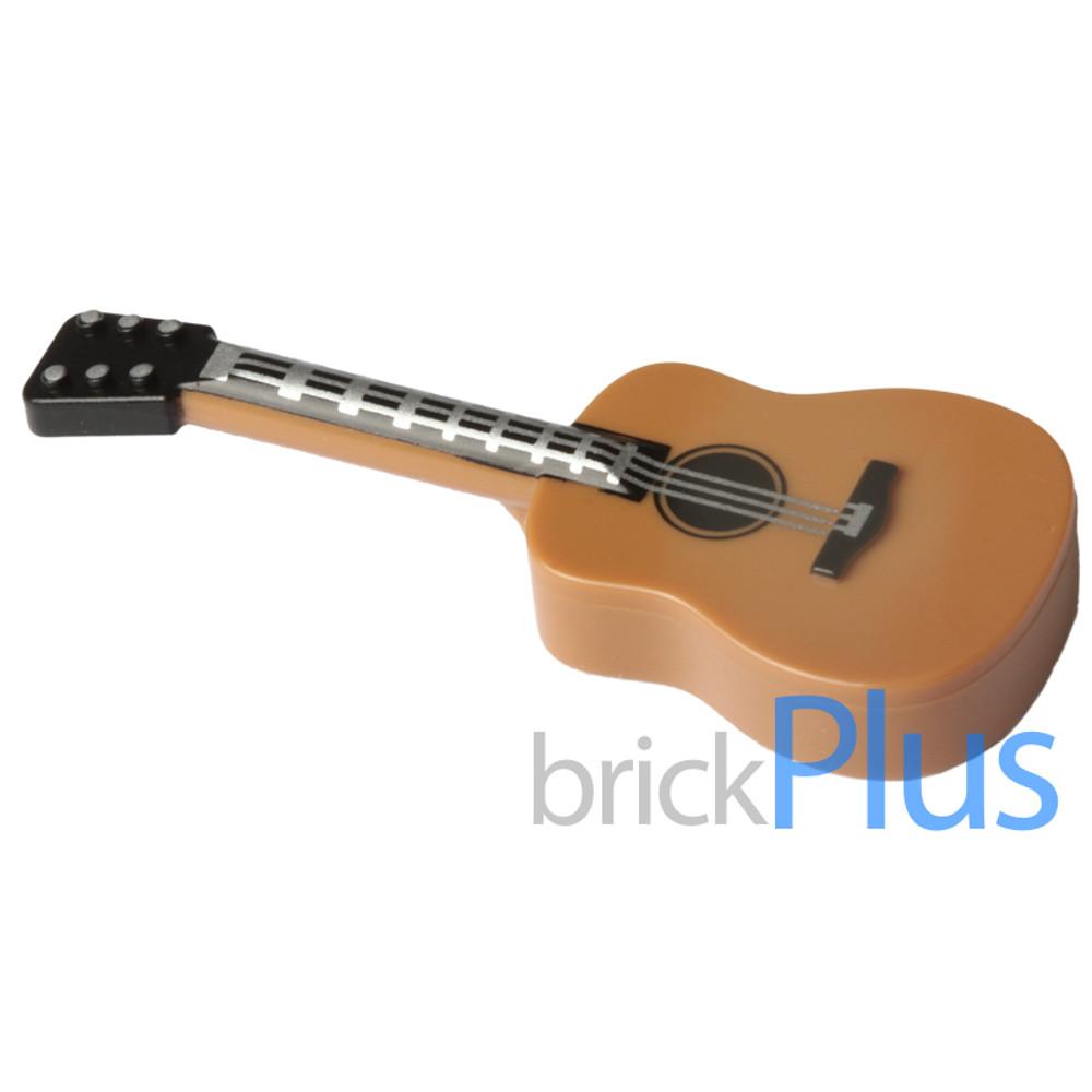 레고 부품 소품 기타 Medium Dark Flesh Minifig, Utensil Guitar Acoustic with Black Neck 27989 25975pb01