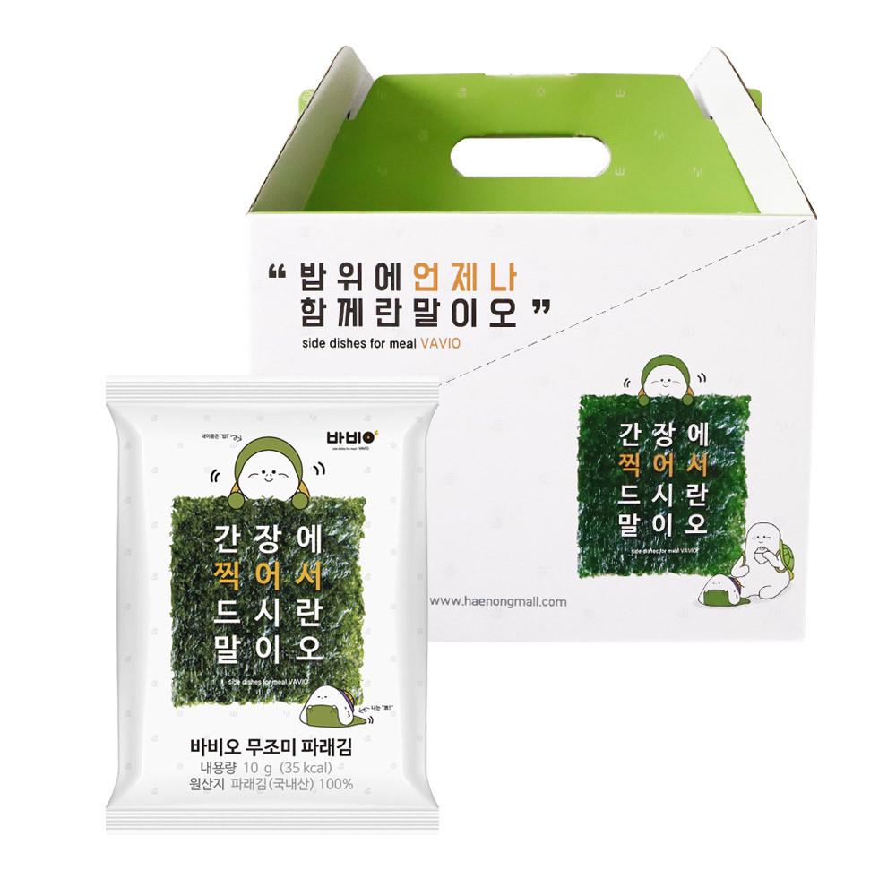 해농 소포장 무조미 구운김 바비오 파래김 10g X 10봉