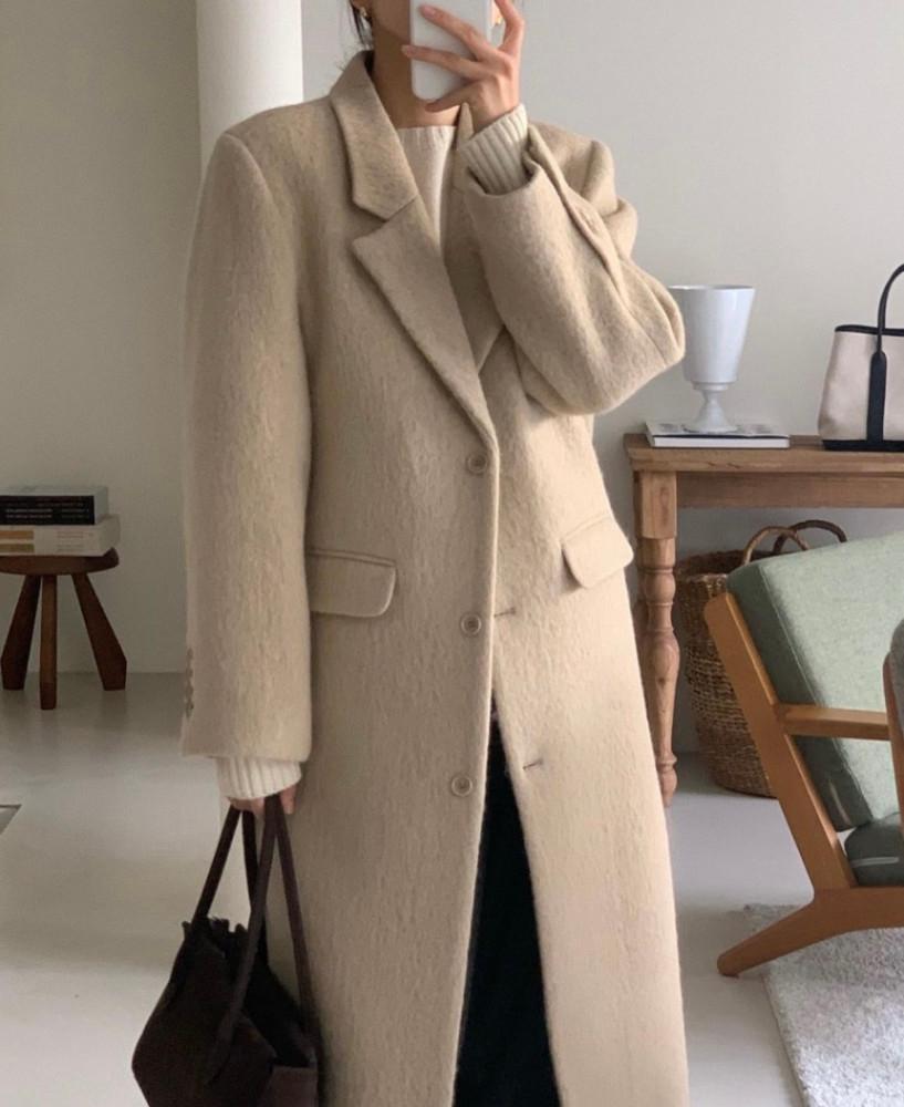 오브젝트 알파카 울 롱 코트