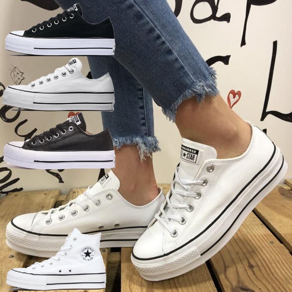 컨버스 척테일러 올스타 리프트 플랫폼 무브 블랙 화이트 캔버스 레더