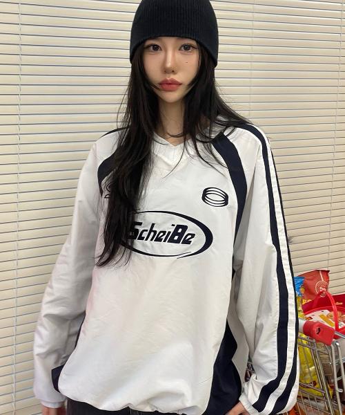 톰보이 나일론 트랙 맨투맨-화이트