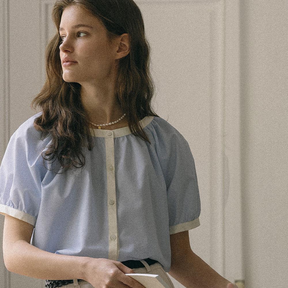 [예약배송]Adorable coloring blouse_Skyblue