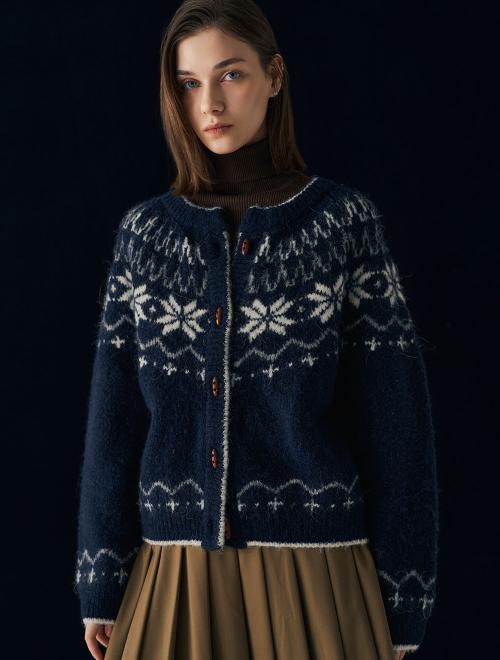 울 노르딕 더플 가디건 [NAVY] / WBD4L04550