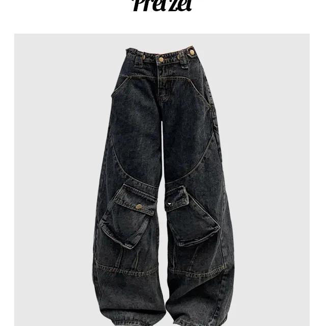 다크 포켓 절개 데님팬츠