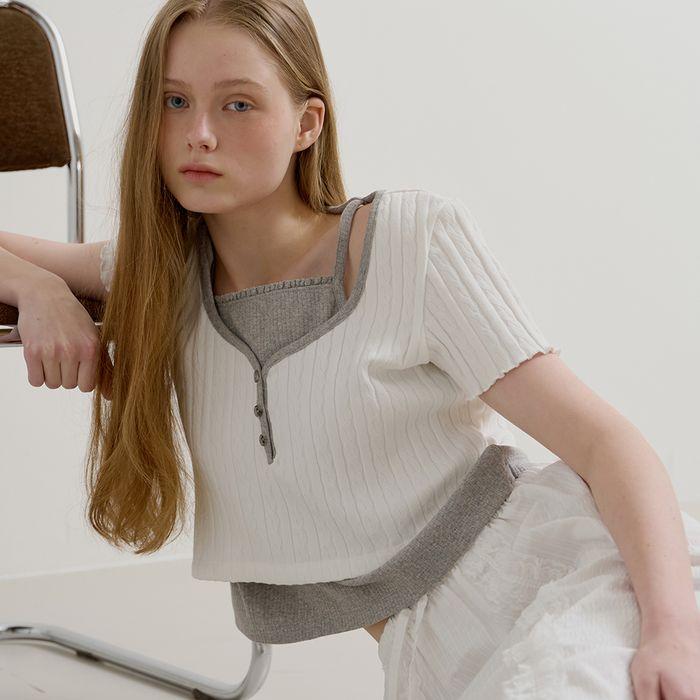 JAQUARD LAYERED T-SHIRT - WHITE
