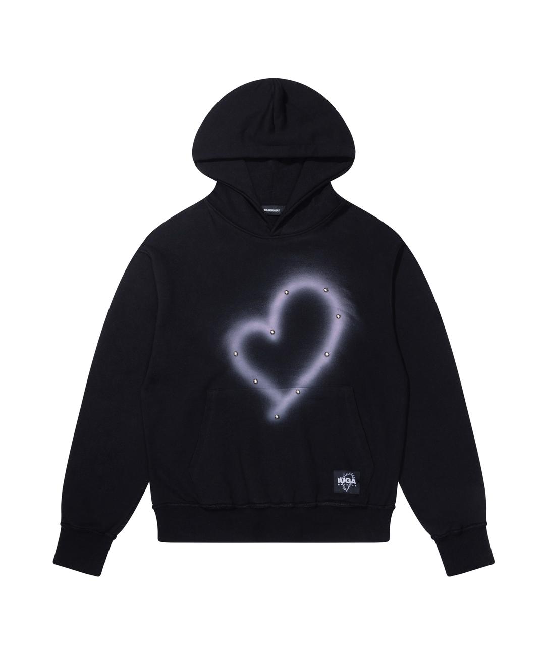 Studded Heart Hoodie (Black)