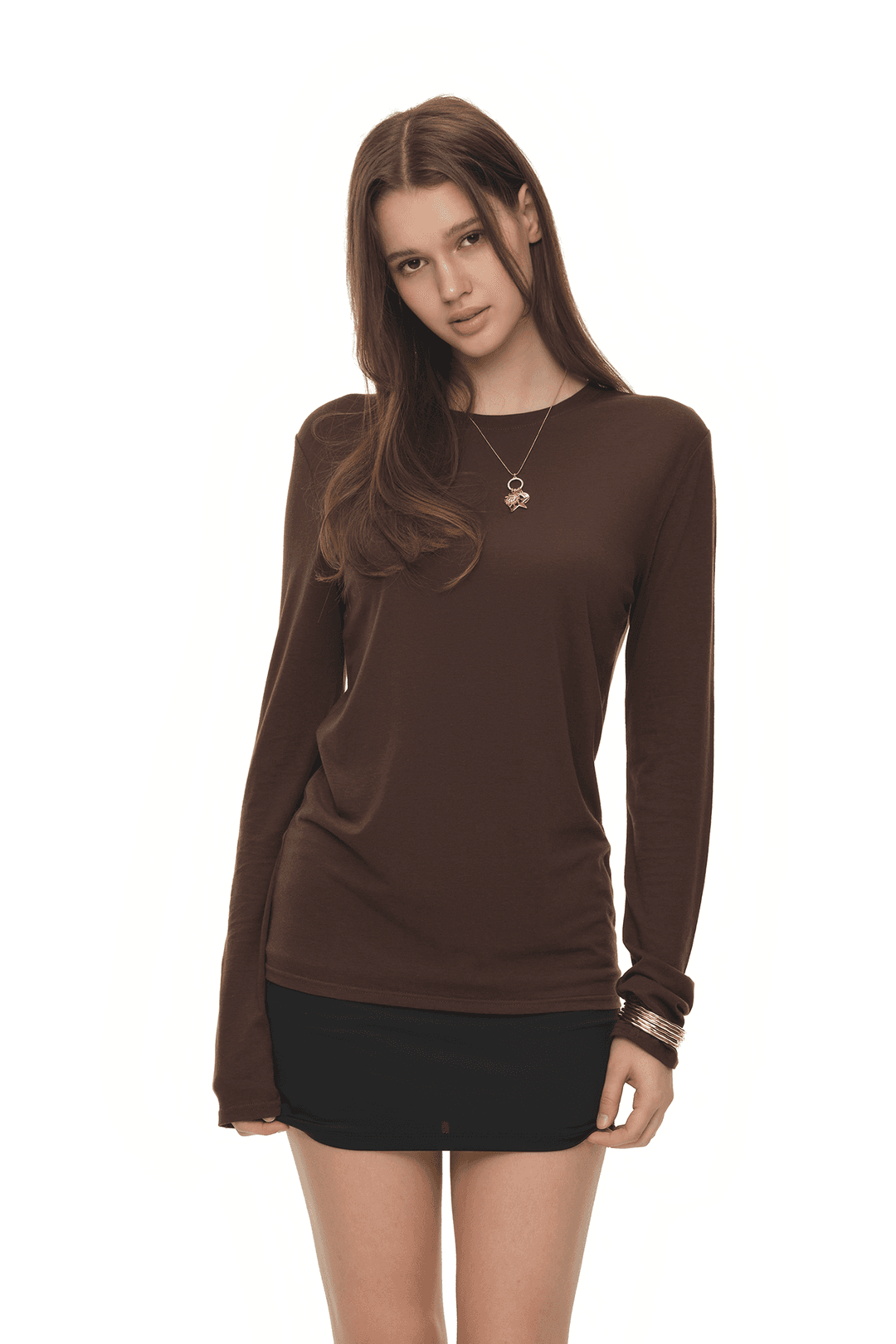SLIM LS T-SHIRT (BROWN)