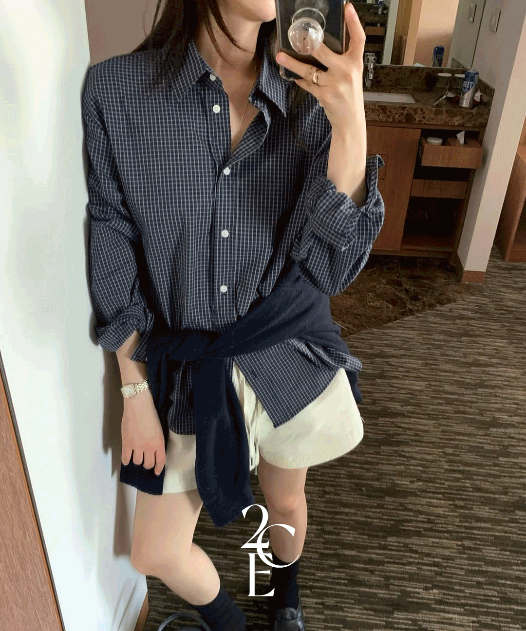 이센치 레시 잔체크 루즈핏 셔츠 (3color) 가을 레이어드 남방