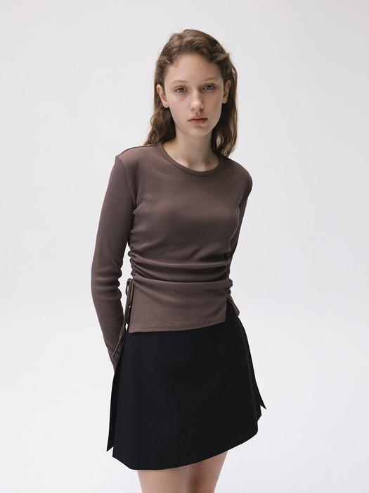 Shirring String Long Sleeve Ash Brown (JWTS3F910W3)