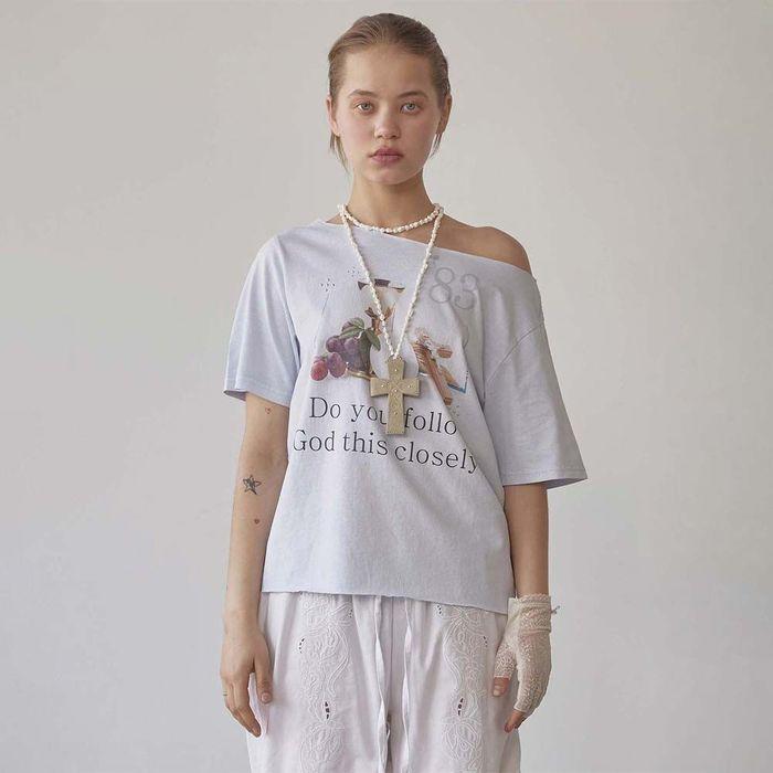 83 Faith Cut Out Tee Washed Blue