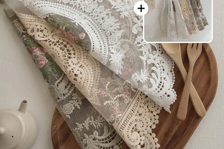 [1+1] 홈카페 빈티지 미니 레이스천 매트 테이블 식탁 덮개