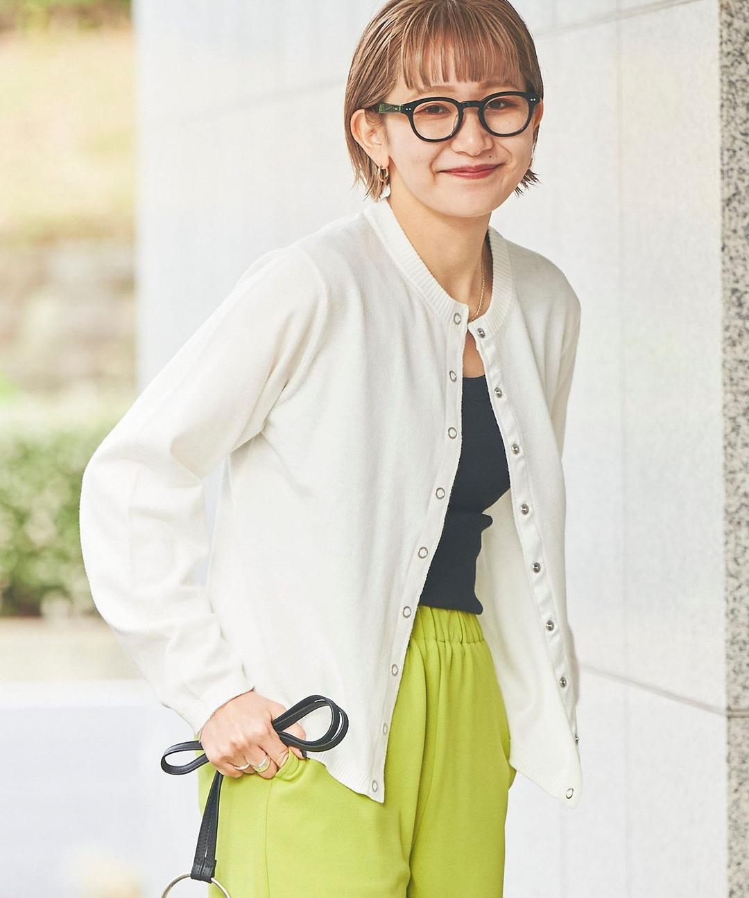 もっちりリングドットクルーネックカーディガン