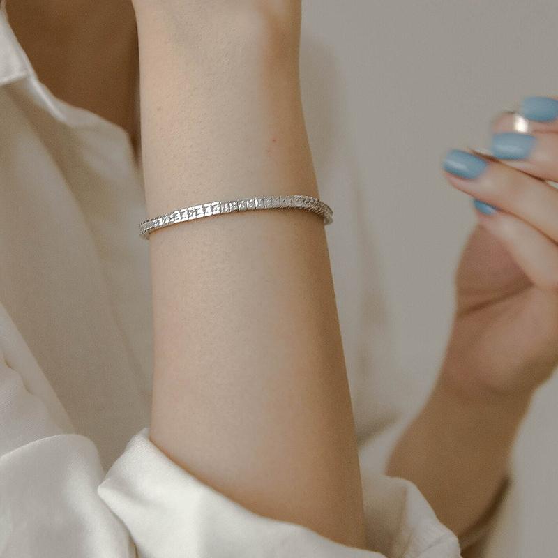 TENNIS 실버 3mm 테니스 큐빅팔찌 스퀘어컷 다이아팔찌