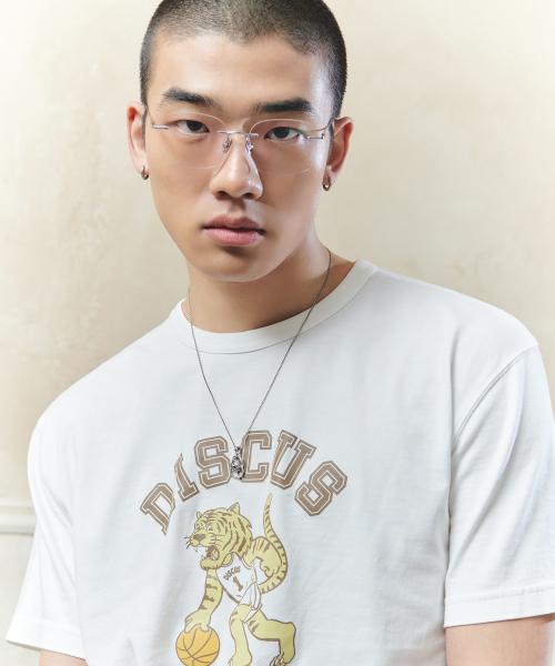 오버 핏 타이거 티셔츠 워시드 오프 화이트