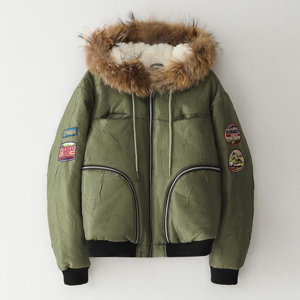 Bluesf raccoon trimming bomber jacket