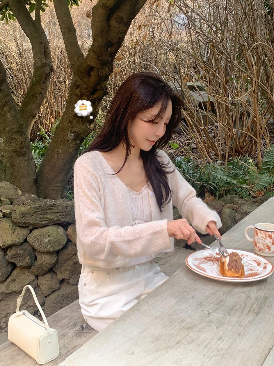 프렌치오브  [MADE]케이크 울 브이넥 가을 가디건 (3color)