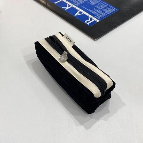 Clam round pencilcase _ Corduroy black