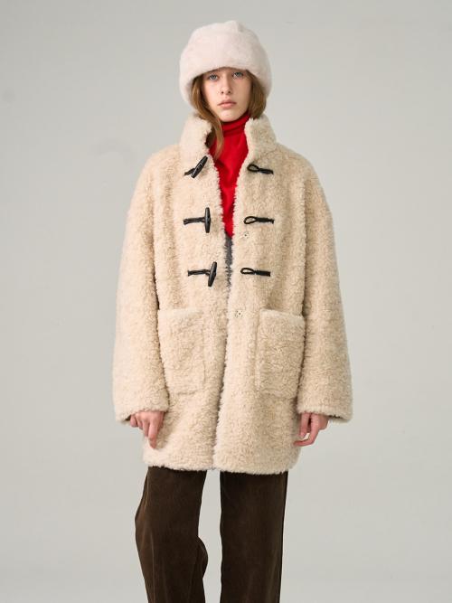 High-Neck Duffle Shearing Bear Mustang (L/Beige)