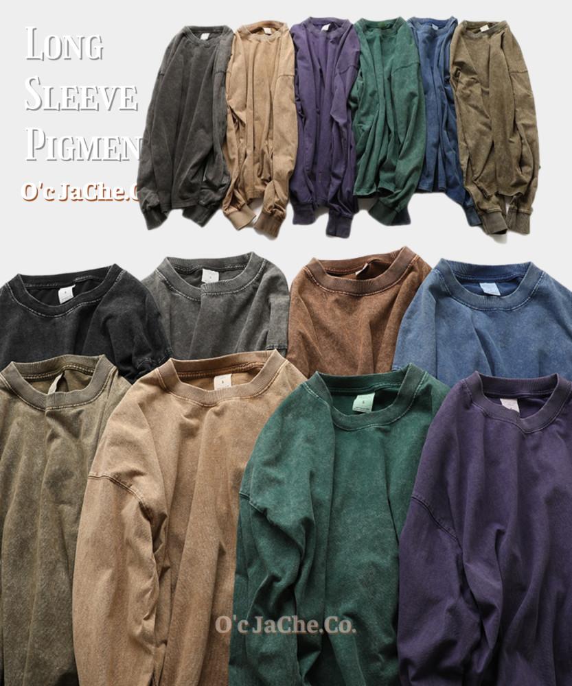 피그먼트 워싱 롱슬리브 긴팔 티셔츠 아메카지
