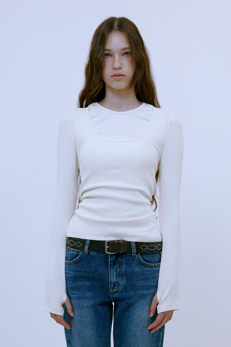 Double Layered Strap Top (IVORY)