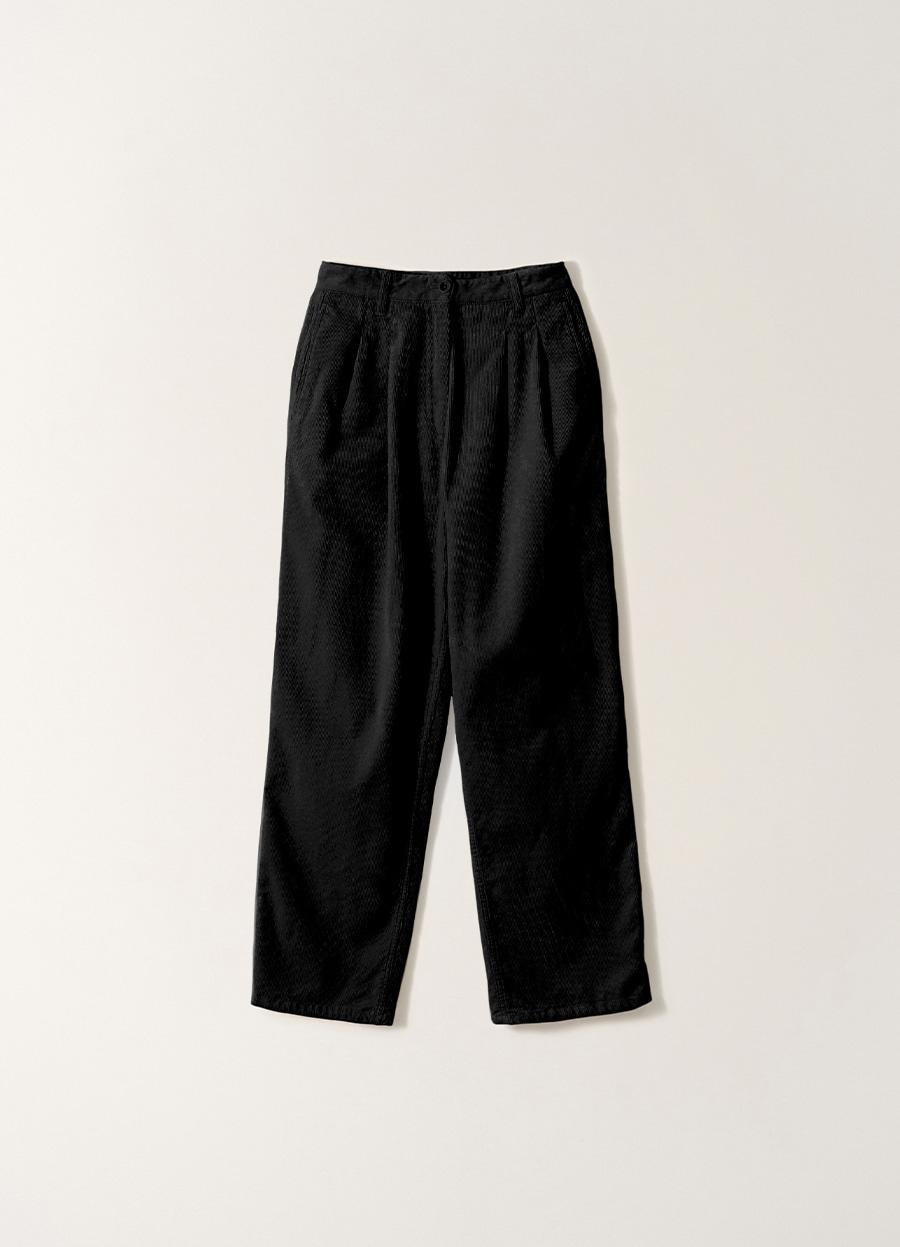 Diego corduroy tuck pants (Black)