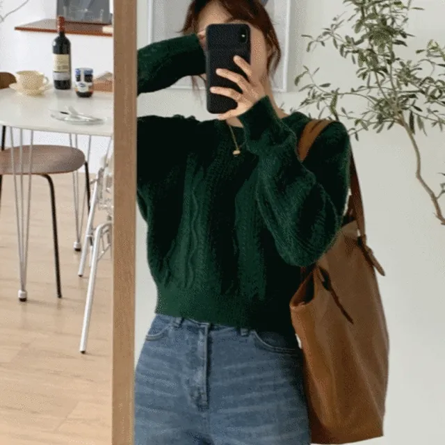 [1만장돌파] 와일드 꽈배기 크롭니트 - 5 color