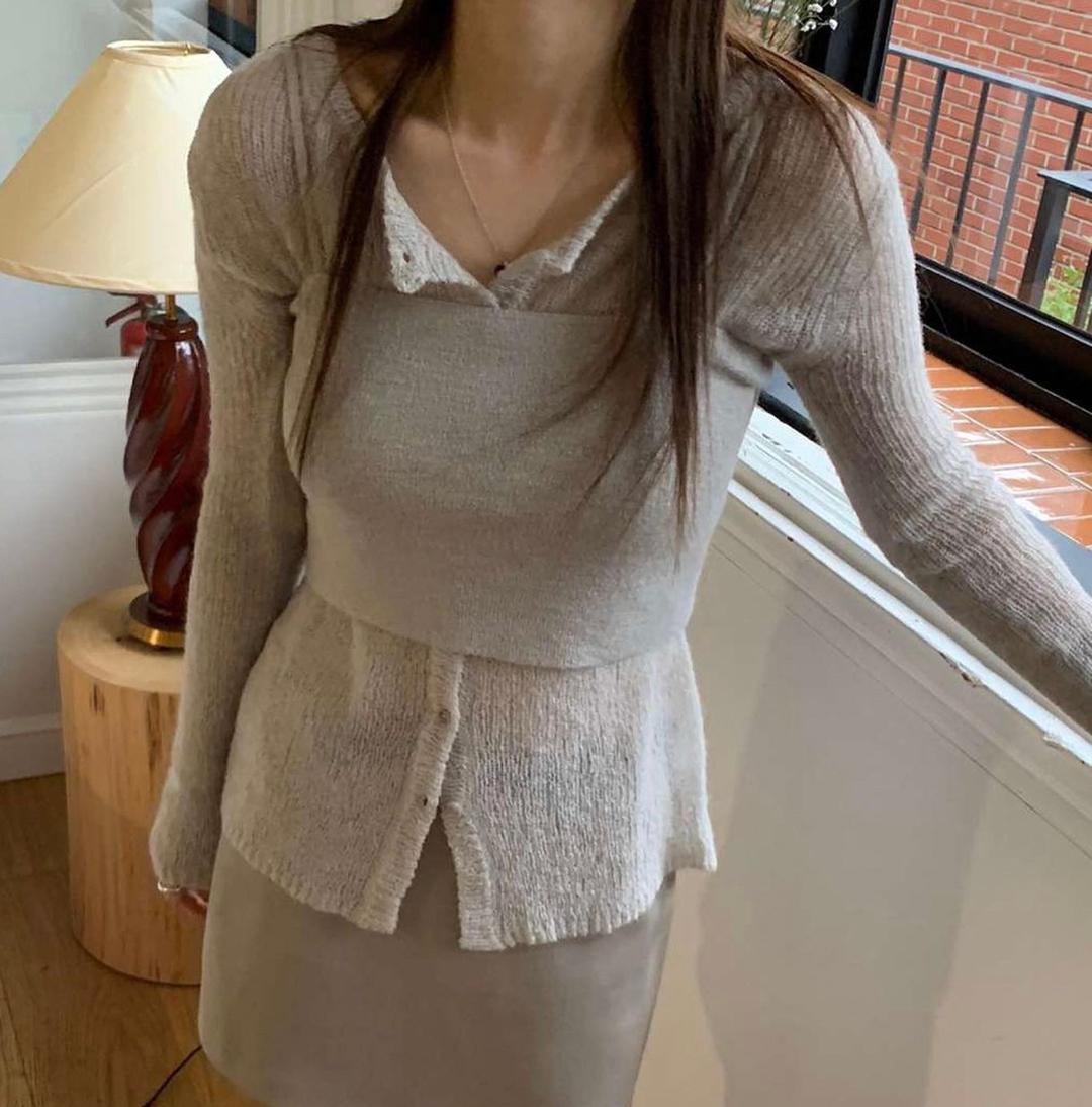 라이크비기닝 엘리 니트 나시가디건세트