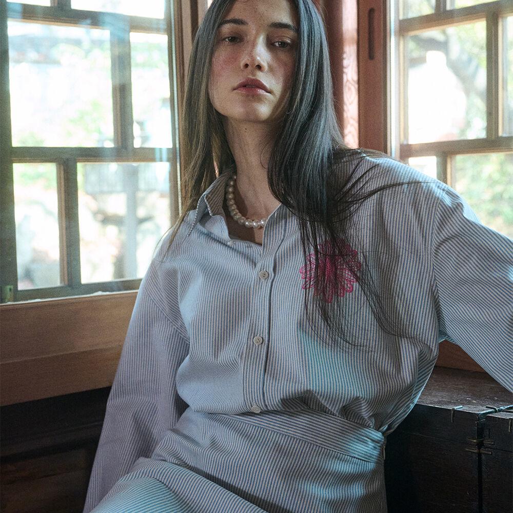 OXFORD SHIRT STRIPE_SKY PINK