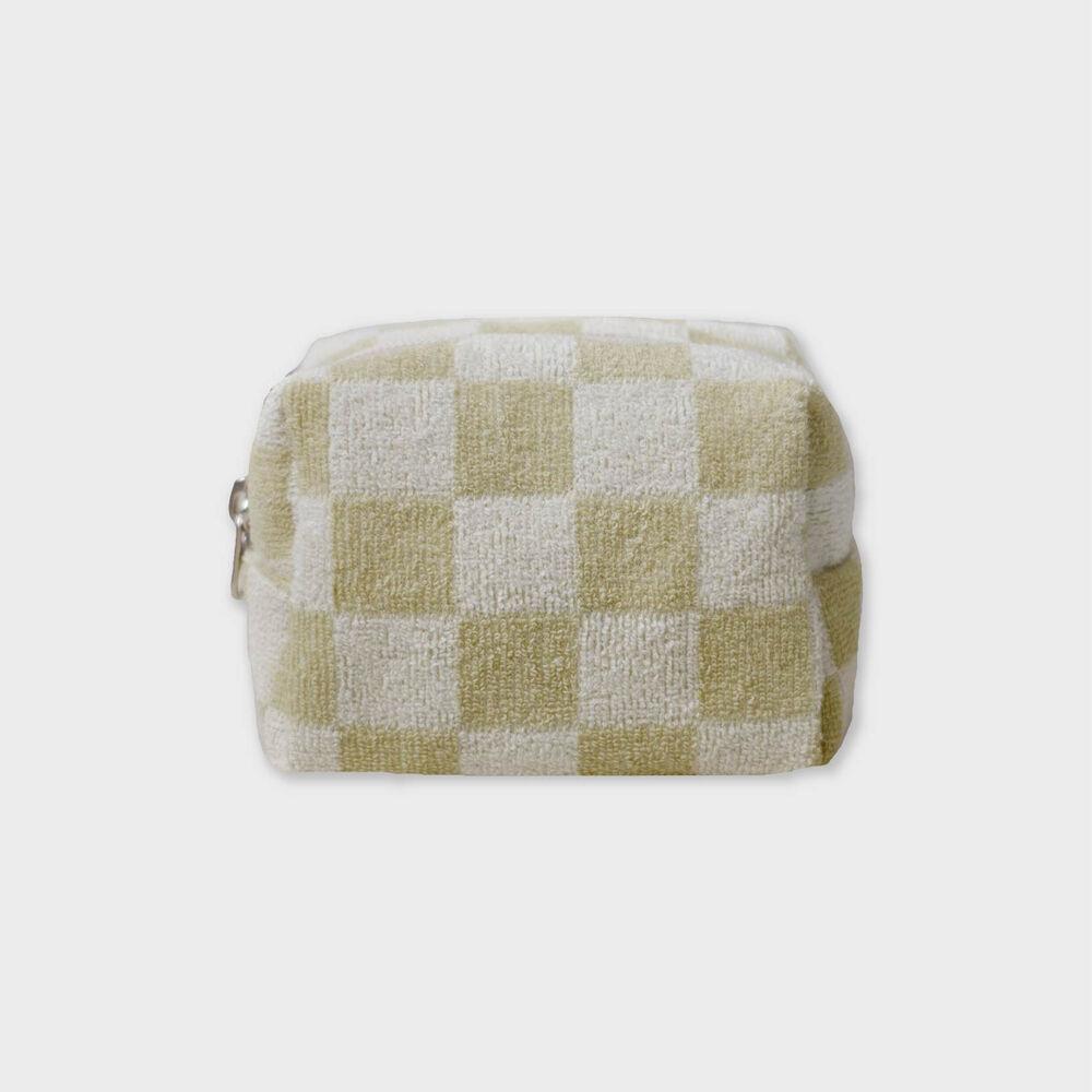 Checker Board Terry Pouch - olive-beige (2sizes)
