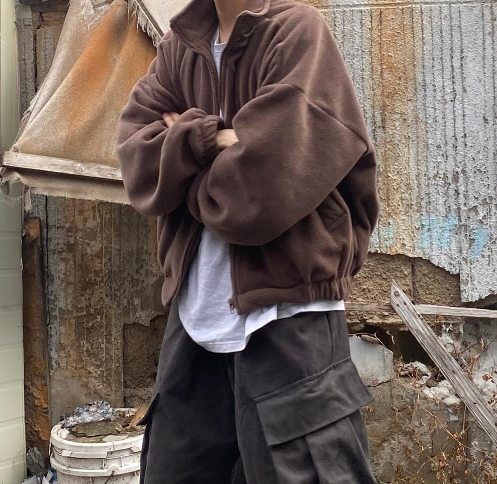 블루종크롭오버핏후리스 남녀공용블루종 후리스