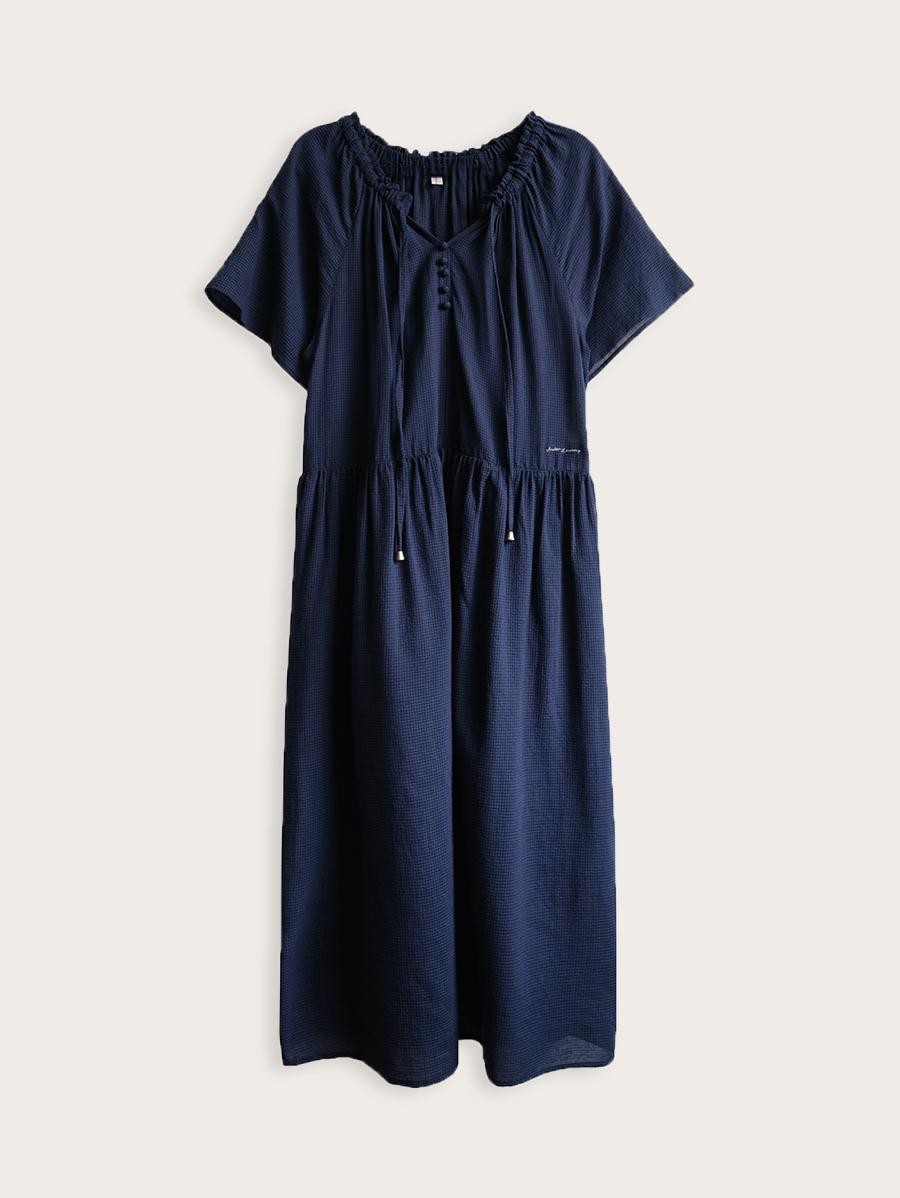 rhapsody check dress - deep blue