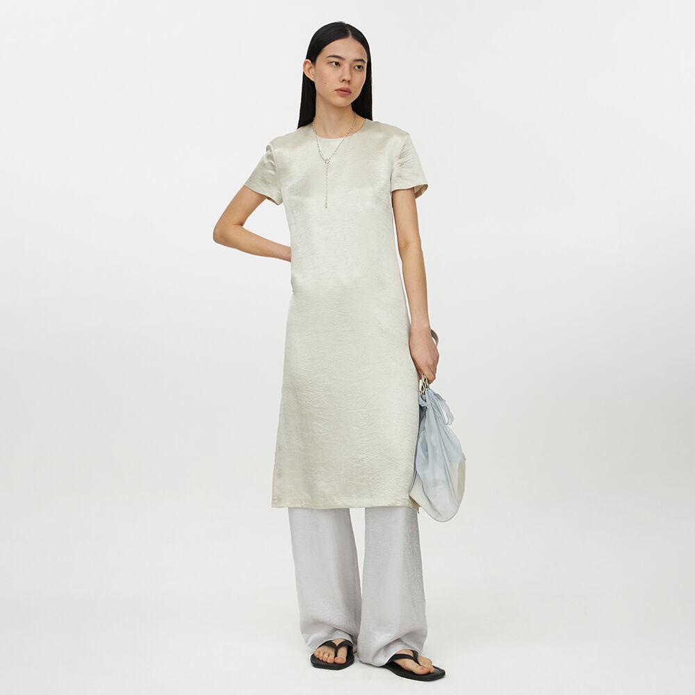 23SS Side-Slit Midi Dress Beige