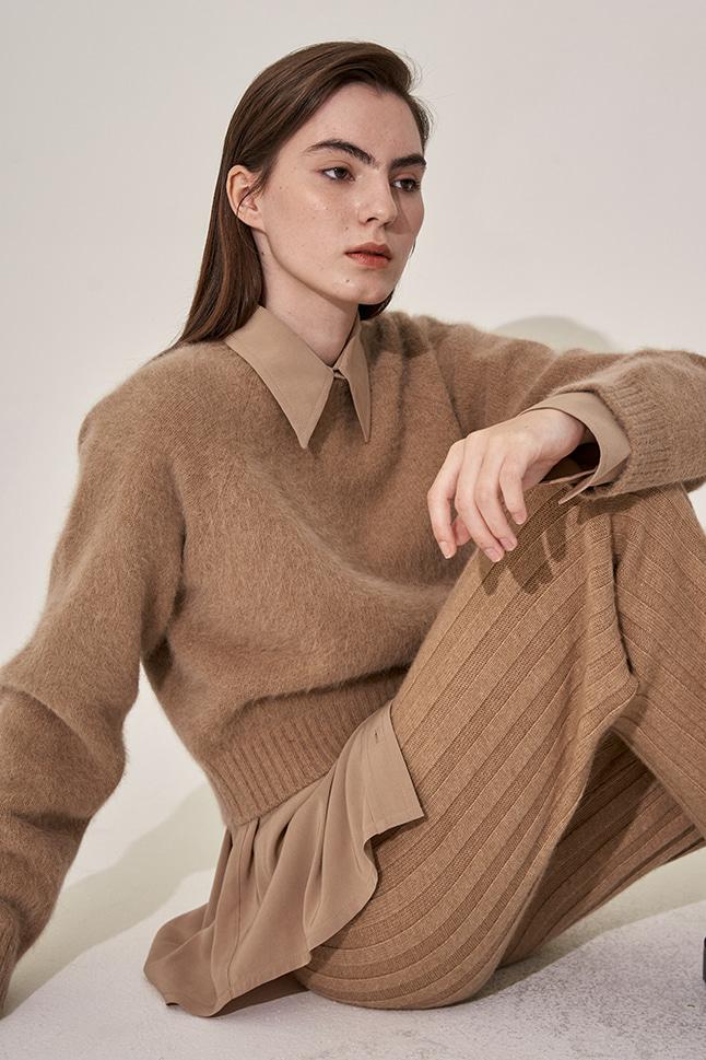cashmere ribbed pants (camel)