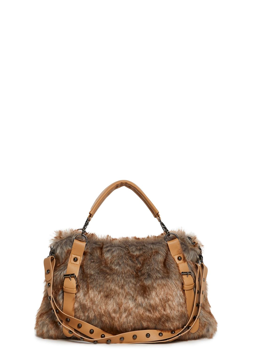 Wild Whisper Faux Fur Handbag - BROWN / ONE SIZE