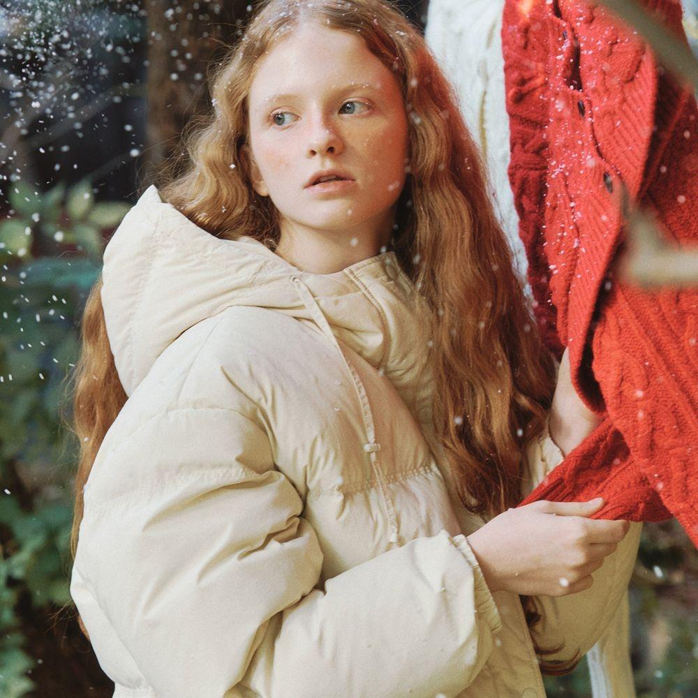 Cocoon Duck Down Hooded Padding - lemon butter