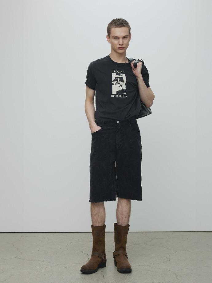 RAW-HEM OVERDYE CORDUROY SHORTS_ CARBON PIGMENT